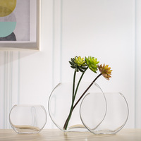 Vase en verre rond plat contemporain pour la décoration de la maison Design de table hydroponique créatif