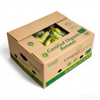 Boîte d'emballage pour fruits frais en carton kraft imprimé sur mesure, pliables, recyclables, avec gaufrage, pour bananes