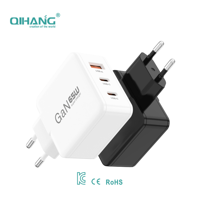 GaN Quick Travel Wall Charger KC CE Certificated Usb c 65Watt PPS Fast Charge PD 65w Gan Charger for Laptops