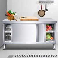 Plan de travail en acier inoxydable à passage unique, table de préparation pour cuisine commerciale, poste de travail de laboratoire pour la transformation alimentaire, restaurant, hôtel