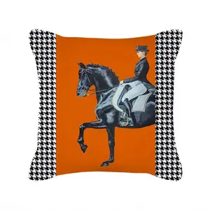 Nieuw Ontwerp Oranje Paard Kussensloop 18*18 Inch Decoratieve Sierkussenslopen Voor Bank Interieur Kussenslopen