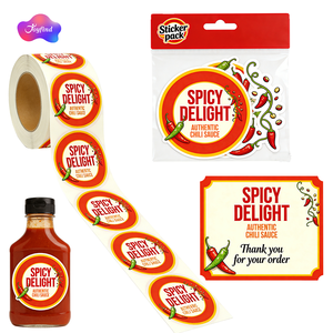 Paquete de Pegatinas, Tarjeta de Agradecimiento, Pegatina de Vinilo Personalizada con el Logotipo de la Empresa, Pegatinas Picantes Personalizadas, Etiquetas para Botellas de Salsa Picante - Product Image 1