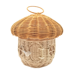 Mushroom Shaped Rattan Storage <b>Basket</b> With Handle For Kids Toy Candy Organizing Home Decor Photography Props - Product Image 5
