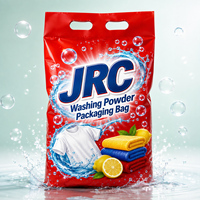 Sachet d'emballage personnalisé avec logo imprimé pour lessive en poudre, 1kg, 2kg, 3kg, avec soufflet latéral en plastique