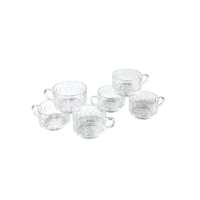 Tasse à thé en verre gaufré transparent avec poignée, tasse à café texturée moderne 210 ml, compatible lave-vaisselle et micro-ondes, pour la maison, le café et le restaurant