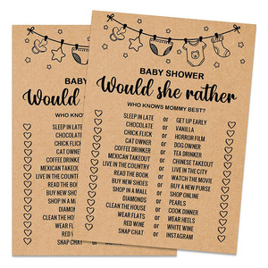 Douche de mariage nuptiale rustique ou <span class=keywords><strong>jeu</strong></span> de fête de Bachelorette papier Kraft serait-elle plutôt des cartes de <span class=keywords><strong>jeu</strong></span> pour la douche de bébé - Product Image 1