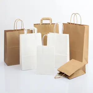 White With Your Own Logo Personalized Unique For Shop Paper Bag Color Kraft Meal Fastfood Catering Custom Paper Lunch Bags