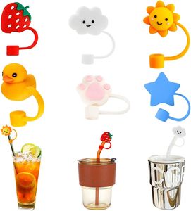 Tapas y Cubiertas de Silicona/PVC Reutilizables con Múltiples Diseños, a Prueba de Polvo, para Puntas de Pajitas de 1/4 pulgada (6-8 mm), para Restaurantes y Tiendas - Product Image 1