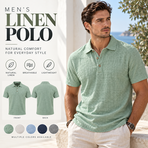 Polo Homme en Lin – Chemises Polo en Lin Premium pour Hommes – Qualité Supérieure – Logo Personnalisé – Tenue Décontractée d'Été pour les Vacances - Product Image 1