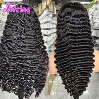 Wig Rambut Manusia Alami Full Lace Deep Wave Tanpa Proses Virgin Wig untuk Wanita Kulit Hitam Wig Rambut Manusia Curly Full Lace Frontal dari Vendor