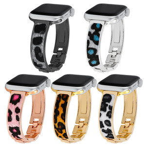 <span class=keywords><strong>Bracelet</strong></span> de montre en métal imprimé léopard à la mode pour <span class=keywords><strong>Apple</strong></span> <span class=keywords><strong>Watch</strong></span> 42mm 46mm 49mm IWatch Series 11 10 Ultra 3 <span class=keywords><strong>Bracelet</strong></span> de remplacement - Product Image 1