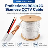 Cable de Alimentación RG59 + 2C con CCS del 21% de Alta Calidad, 96*0.12 CCA, Coaxial Blindado para Sistema de Seguridad con Cámara CCTV para Hogar y Oficina