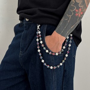 12mm Disco Ball Perlé Couches Pendentif Sac Jeans Poche Ceinture Chaînes Hip Hop Strass Perles Portefeuille Chaîne pour Hommes Femme Cadeau - Product Image 5