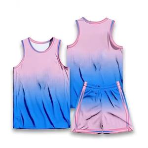 Custom Print Name Number Mens Womens Gradient Tone Basketball Uniform Quick Dry Breathable Design Style Performance Sports Set - Product Image 2