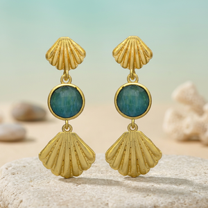 New Arrival Ethnic Gold Tone Designer Drop Earrings with <b>Seashell</b> <b>for</b> Party & Wedding Engagement - Product Image 3