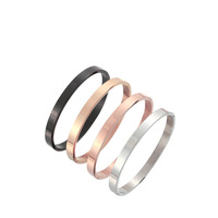 Bracelet jonc en acier inoxydable pour hommes et femmes, minimaliste, géométrique, couple, gravé, couleur or