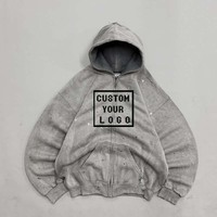 Sweat-shirts à capuche streetwear surdimensionnés avec logo personnalisé, délavés à l'acide, de haute qualité, avec détails éclaboussés de peinture, vente en gros