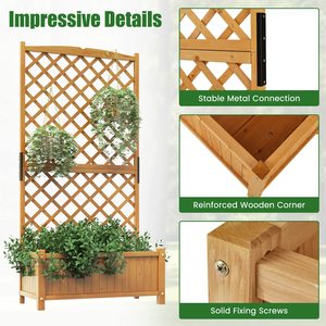 Raised Garden Bed <strong>with</strong> <strong>Trellis</strong> 71 <strong>Planter</strong> Raised Bed <strong>with</strong> Drainage Holes Freestanding for Vine Climbing Plants <strong>Planter</strong> Box - Product Image 3