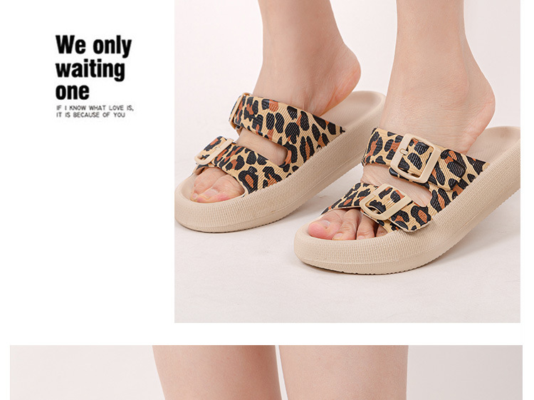 Cheap Wholesale Leopard-print Double Buckle Ladies Sliders Slipper Women Slippers Sandals