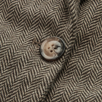 Blazer en laine mélangée à chevrons pour femmes avec une grande décoration florale, fermeture à un seul bouton, veste de costume pour les occasions professionnelles et décontractées