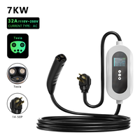 3.5kW 7kw 9kw 11kw Pengisi Daya EV Portabel Stasiun Pengisian Kendaraan Listrik 220V Level 2 Pengisi Daya Mobil Rumahan dengan Aplikasi untuk Tesla