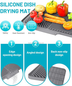 Tapis <span class=keywords><strong>de</strong></span> séchage <span class=keywords><strong>de</strong></span> vaisselle en silicone enroulable pour comptoir <span class=keywords><strong>de</strong></span> cuisine, avec drainage rapide, résistant à la chaleur, facile à nettoyer, multi-usages - Product Image 4
