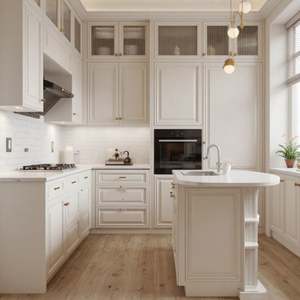 Gabinete de Pared con Puerta Plana para Cocina, Estilo Francés de Lujo Ligero, Tablero de Pino Europeo SANTOPOVA, Estructura de Madera Maciza - Product Image 3