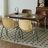 Chaise de salle à manger vintage sans accoudoirs à dossier haut, structure en acier inoxydable, empilable, style moderne du milieu du siècle, pour salles à manger et salons