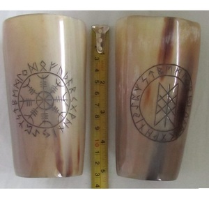 Verre en corne naturelle sculpté et fabriqué à la main de qualité supérieure personnalisé pour la bière et l'eau pour la maison restaurant hôtel de l'Inde - Product Image 4