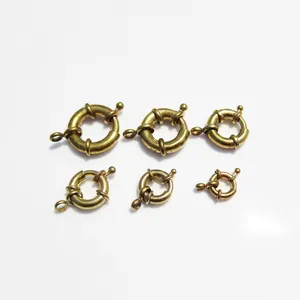 9-21MM wholesale super quality brushed round brass metal spring ring clasp necklace clasp jewelry clasp