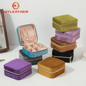 Cajas de joyería de terciopelo de alta calidad Cajas organizadoras de embalaje Cajas de terciopelo de joyería de almacenamiento de viaje