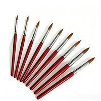 Pinceaux Kolinsky professionnels de qualité supérieure avec manche en bois de santal rouge, plusieurs tailles disponibles, pour salon et usage domestique en nail art