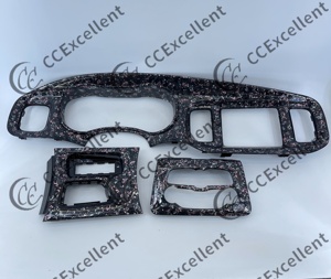 Repuesto para Dodge Charger 2015-2023, Kit de Molduras Interiores de Fibra de Carbono Forjada con Láminas Rosas y Plateadas, Piezas Individuales - Product Image 1