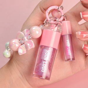 Kit d'huile à lèvres hydratante effet miroir changeant de couleur 5ml & 1.5ml, <span class=keywords><strong>gloss</strong></span> teinté portable avec bracelet porte-clés nœud perlé - Product Image 4