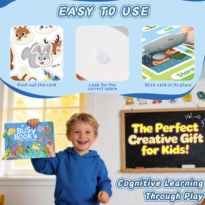 Libro Sensorial Portátil de Cartón con Espiral y Adhesivos <span class=keywords><strong>para</strong></span> Juegos, Temas Divertidos, <span class=keywords><strong>Actividades</strong></span> <span class=keywords><strong>para</strong></span> Padres e Hijos, Ayuda a los Niños Pequeños a Concentrarse y Aprender - Product Image 4