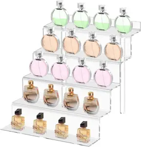 5 Tiers Clear Acrylic Display Riser Shelf Display Stand for Perfume Action Figure Holder Makeup Organizer Acrylic Cake Stand