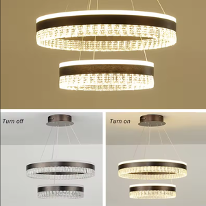 Zeal Lighting Venta caliente Aluminio Dos anillos Led Crystal Chandelier Light Circles Lámpara colgante - Product Image 5