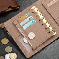 Hongbo meilleure vente cadeau de noël/bureau/école A7 tableau de bord en cuir gaufré feuille de mouche dans reliure à anneaux pour carte avec pochette à fermeture éclair