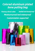 Sachets refermables en aluminium PE réutilisables pour stockage, pochettes colorées à fermeture éclair, emballage alimentaire sous vide, matériau Mylar de haute qualité, vente en gros