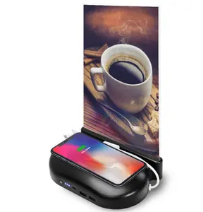 new product 2024 menu stand holder power bank 20000mah restaurant menu wireless charger table powerbank wireless charger