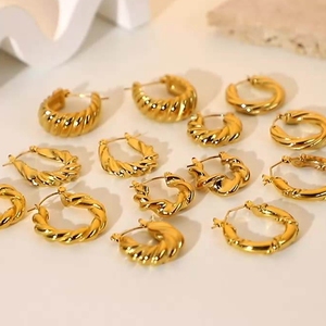 Wholesale Minimalist Tube Huggie <strong>Earrings</strong> 18k Gold Plated Stainless Steel Hoop <strong>Earrings</strong> for Women - Product Image 5