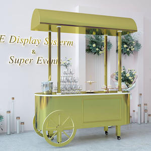 Fournitures de mariage chariot d'anniversaire en bois blanc fête événement bonbons Dessert présentoir Bar roue de chariot - Product Image 5