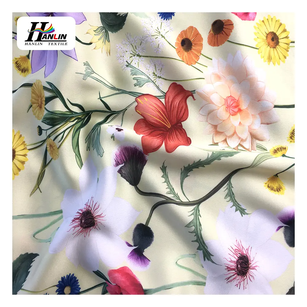 Hot sale Pure Silk hand Feeling 50D Custom Printed Armani Satin Chiffon Sleepwear Satin Fabric for women