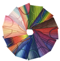 Masque facial jetable à dégradé de couleurs, 3 plis, respirant, pour adultes