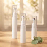 Emballage de crème pour les yeux de 5 ml, 10 ml, 15 ml, flacon sans air avec applicateur de massage à bille métallique