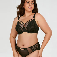 Ensemble de lingerie sexy grande taille en dentelle, soutien-gorge push-up à armatures, sans couture, effet galbant, en maille fine transparente, pour poitrines généreuses, usage quotidien