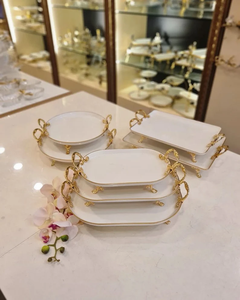 Élégants Plats de Service en Forme de Bateau Simples et Modernes Blancs avec Poignée en Lanière Fournitures de Fête Ensemble de Vaisselle en Porcelaine pour la Cuisine - Product Image 2
