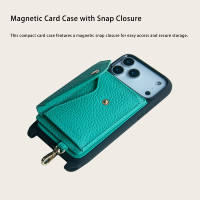 Casing HP Kulit Selempang Grosir 2025 dengan Dompet, Casing HP Kulit Pebble dengan Tali untuk iPhone Seri 17