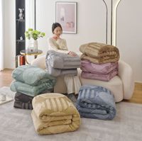 Couverture en taffetas double couche épaissie avec doublure en polaire Sherpa, chaude, toutes saisons, pour la climatisation, idéale pour chambre, canapé et usage domestique