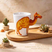Tasse en céramique sculptée en 3D en forme de chameau, cadeau souvenir exotique pour les amateurs de désert et de safari, vente en gros